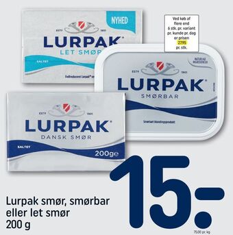 REMA 1000 Lurpak smør, smørbar eller let smør tilbud