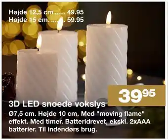 Bauhaus 3d led snoede vokslys tilbud