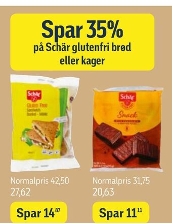 Føtex Spar 35% på schär glutenfri brød eller kager tilbud