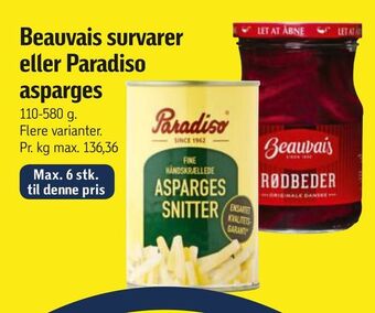 Føtex Beauvais survarer eller paradiso asparges tilbud