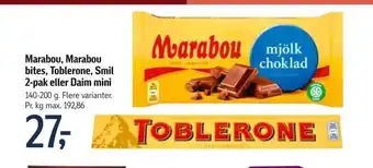 Føtex Marabou, marabou bites, toblerone, smil 2-pak eller daim mini tilbud