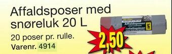 Harald Nyborg Affaldsposer med snøreluk 20 L tilbud