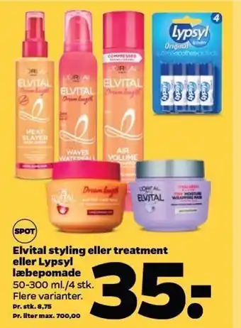 Netto Elvital styling el. treatment el. lypsyl læbepomade tilbud