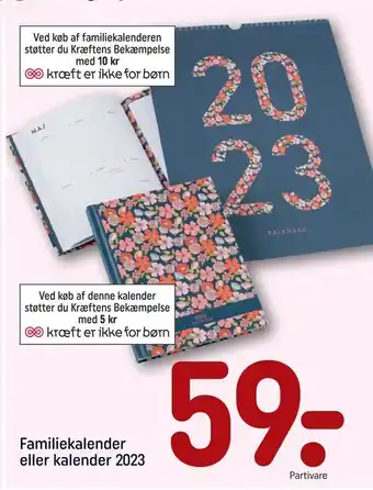REMA 1000 Familiekalender eller kalender 2023 tilbud