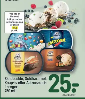 REMA 1000 Skildpadde, guldkaramel, knap-is eller astronaut is i bæger tilbud