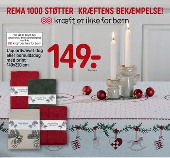 REMA 1000 Jaquardvævet dug eller bomuldsdug med print tilbud