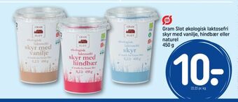 REMA 1000 Gram slot økologisk laktosefri skyr med vanilje, hindbær eller naturel tilbud