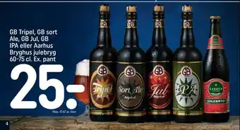 REMA 1000 Gb tripel, gb sort ale, gb jul, gb ipa eller aarhus bryghus julebryg tilbud