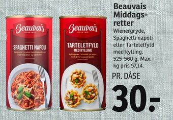 SPAR Beauvais middagsretter tilbud