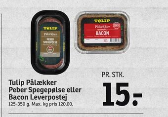 SPAR Tulip pålækker peber spegepølse eller bacon leverpostej tilbud