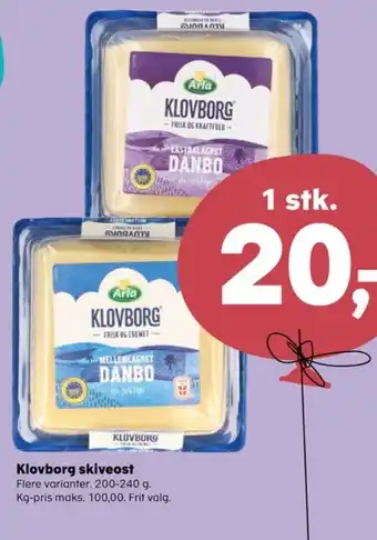 SuperBrugsen Klovborg skiveost danbo ekstralagret tilbud