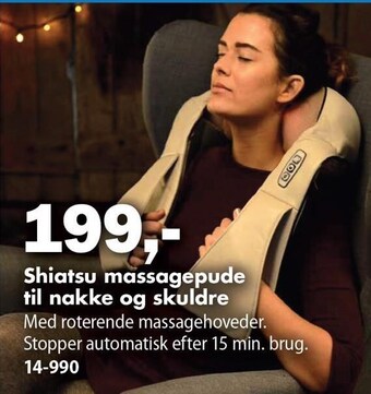 Biltema Shiatsu massagepude til nakke og skuldre tilbud