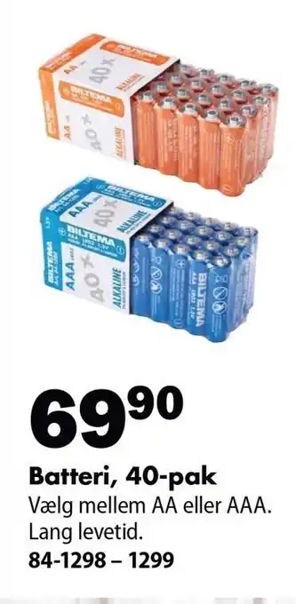 Biltema Batteri 40-pak - aa eller aaa tilbud