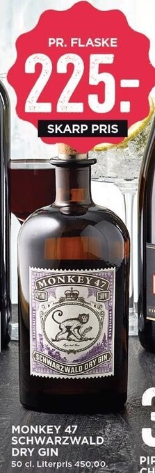 MENY Monkey 47 schwarzwald dry gin tilbud