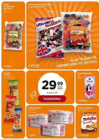 Scandinavian Park 2 stk. nutella b-ready el. big bag el. küfa bonbons, fazer marianne, rexim gelébomber el. rexim liquorice el. wine gums tilbud