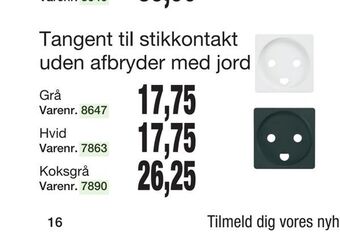 Harald Nyborg Tangent til stikkontakt uden afbryder med jord tilbud