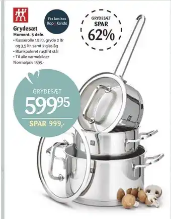Kop & Kande Grydesæt 5 dele tilbud