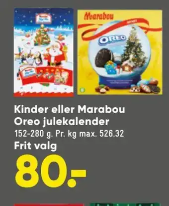 Bilka Kinder eller Marabou Oreo julekalender tilbud