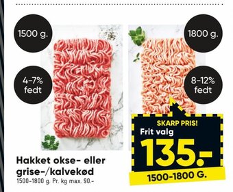 Bilka Hakket okse -eller grise-/ kalvekød tilbud