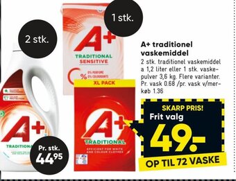 Bilka A+ traditionel vaskemiddel tilbud