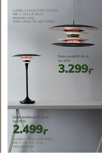Diablo pendel el. bordlampe