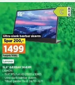 Power 15,6" bærbar skærm tilbud
