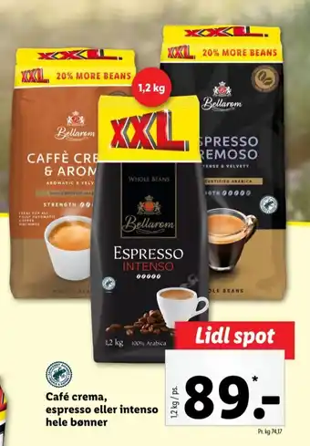 Lidl Cafe crema kaffebønner - hele tilbud