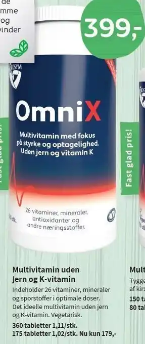Helsam Multivitamin uden jern og k-vitamin tilbud