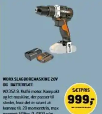 XL-BYG Worx Slagboremaskine 20V Og Batterisæt tilbud