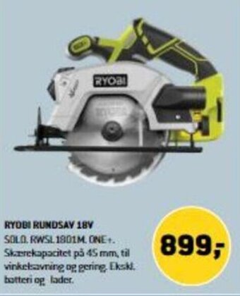 XL-BYG Ryobi Rundsav 18V tilbud