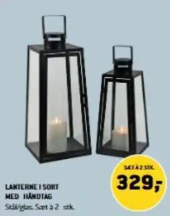 XL-BYG Lanterne i Sort Med Håndtag tilbud