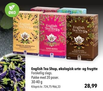 Citti English tea shop, økologisk urte- og frugtte tilbud