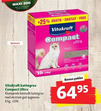 Maxi Zoo Vitakraft kattegrus compact ultra tilbud