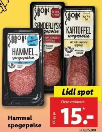 Lidl Hammel Spegepølse 100 g tilbud