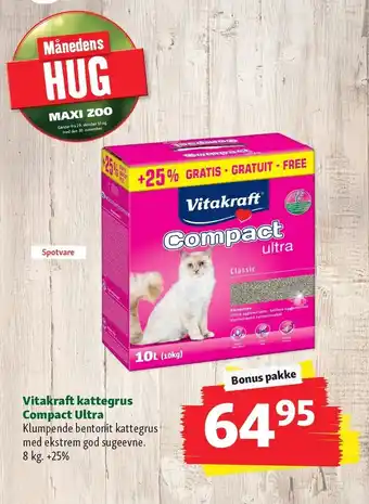 Maxi Zoo Vitaktaft kattegrus compact ultra tilbud