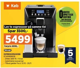 Power Delonghi espressomaskine tilbud