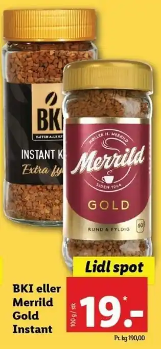 Lidl BKI Eller Merrild Gold Instant 100 g tilbud