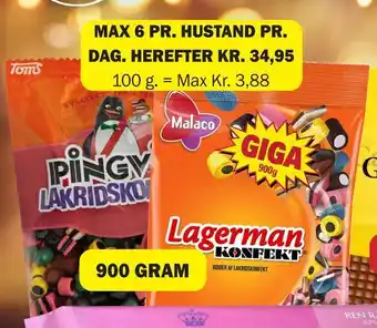 Købmandsgården Toms pingvin lakridskonfekt, malaco lakridskonfekt tilbud