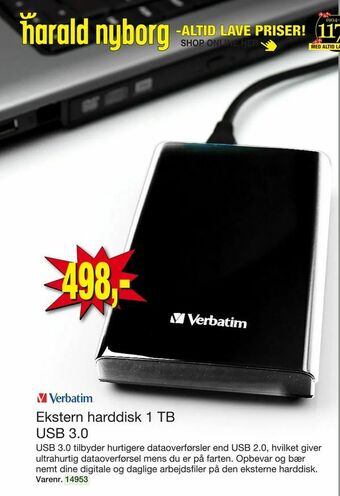 Harald Nyborg Ekstern harddisk 1 TB USB 3,0 tilbud
