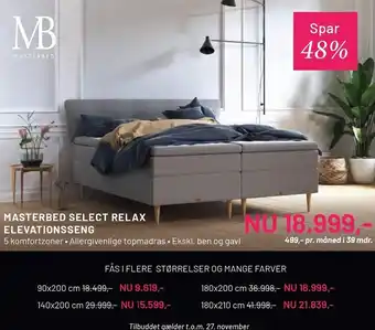 Drømmeland Masterbed select relax elevationsseng tilbud