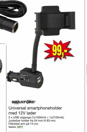 Harald Nyborg Universal smartphoneholder med 12V lader tilbud