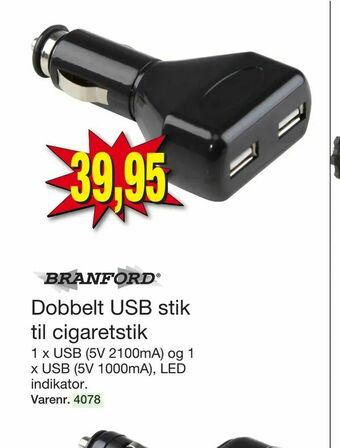 Harald Nyborg Dobbelt USB stik til cigaretstik tilbud