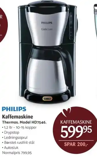 Kop & Kande Philips Kaffemskine HD7546 1.2Ltr tilbud