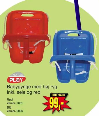 Harald Nyborg Babygynge med høj ryg Inkl. sele og reb tilbud