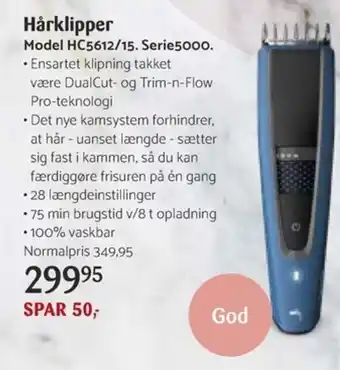 Kop & Kande Hårklipper HC5612/15 tilbud