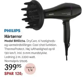 Kop & Kande Philips Hårtørrer BHD274 tilbud
