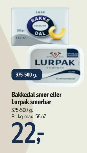 Føtex Bakkedal smør eller Lurpak smørbar tilbud