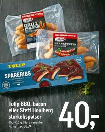 Føtex Tulip BBQ, bacon eller Steff Houlberg storkøbspølser tilbud