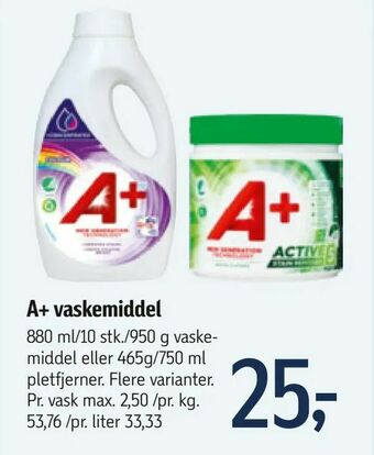 Føtex A+ vaskemiddel tilbud
