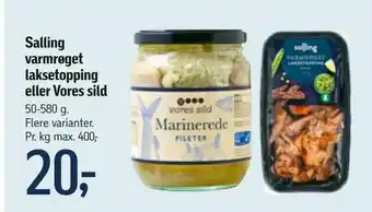 Føtex Salling varmrøget laksetopping eller Vores sild tilbud